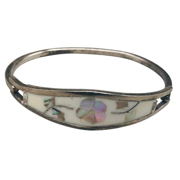 VTG Women's Taxaco Silver Abalone Bracelet Mexico - Picture 1 of 6